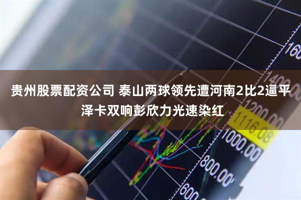 贵州股票配资公司 泰山两球领先遭河南2比2逼平 泽卡双响彭欣力光速染红